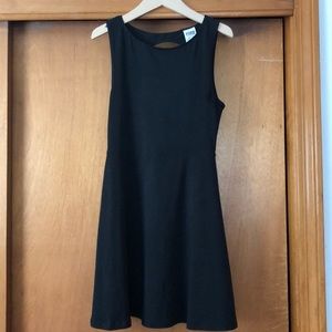 pink open back skater dress